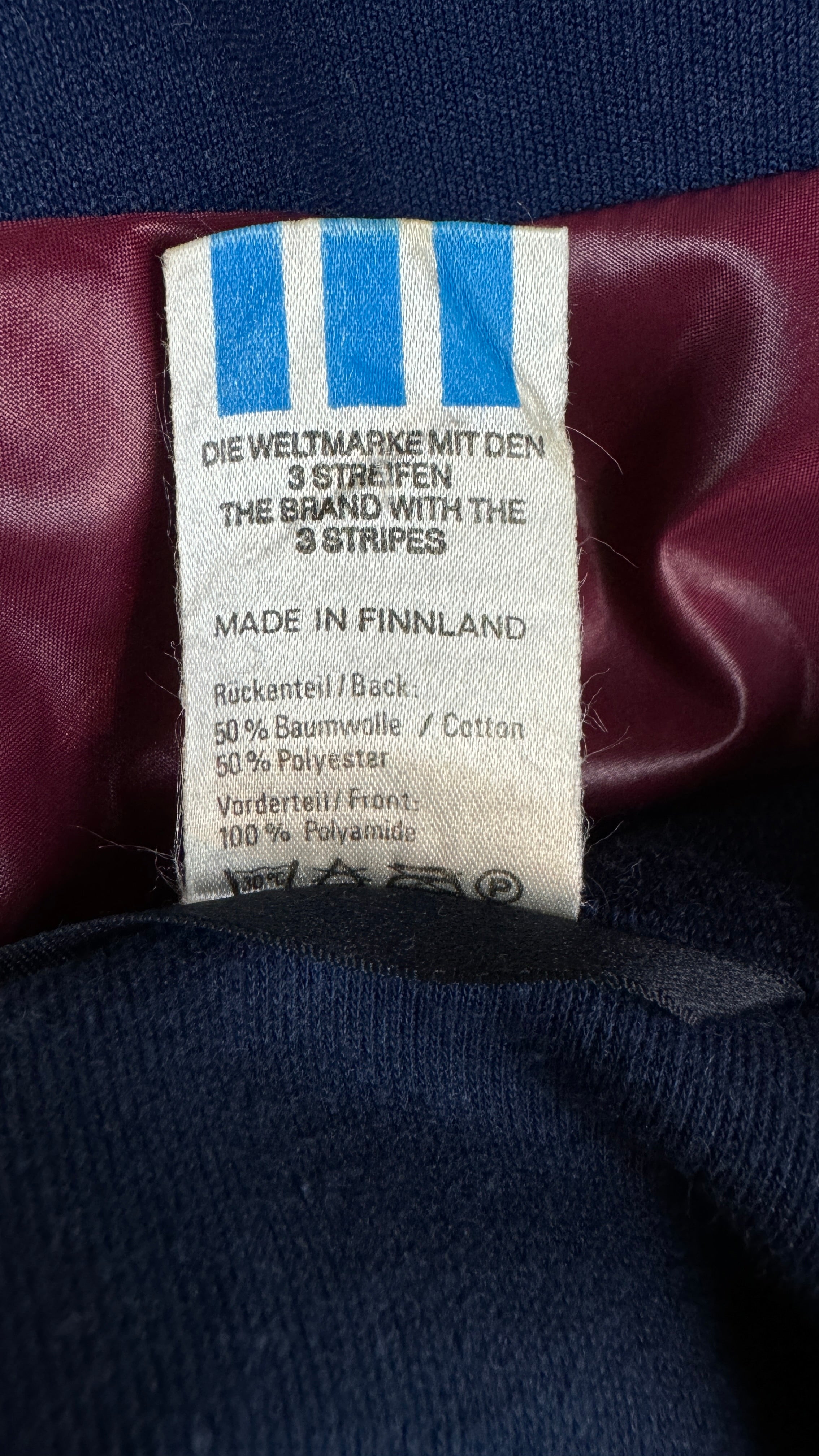 Rare! Vintage Adidas Sportjacke 80s Shiny/Glänzend Made In Finnland Weiß/Blau Rot 50 M