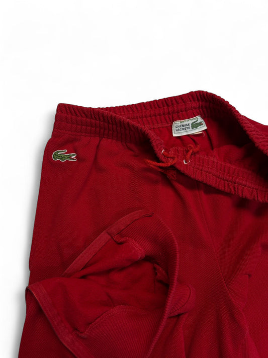 90s Lacoste Jogginghose Pikee Basic Made In France Rot S-M