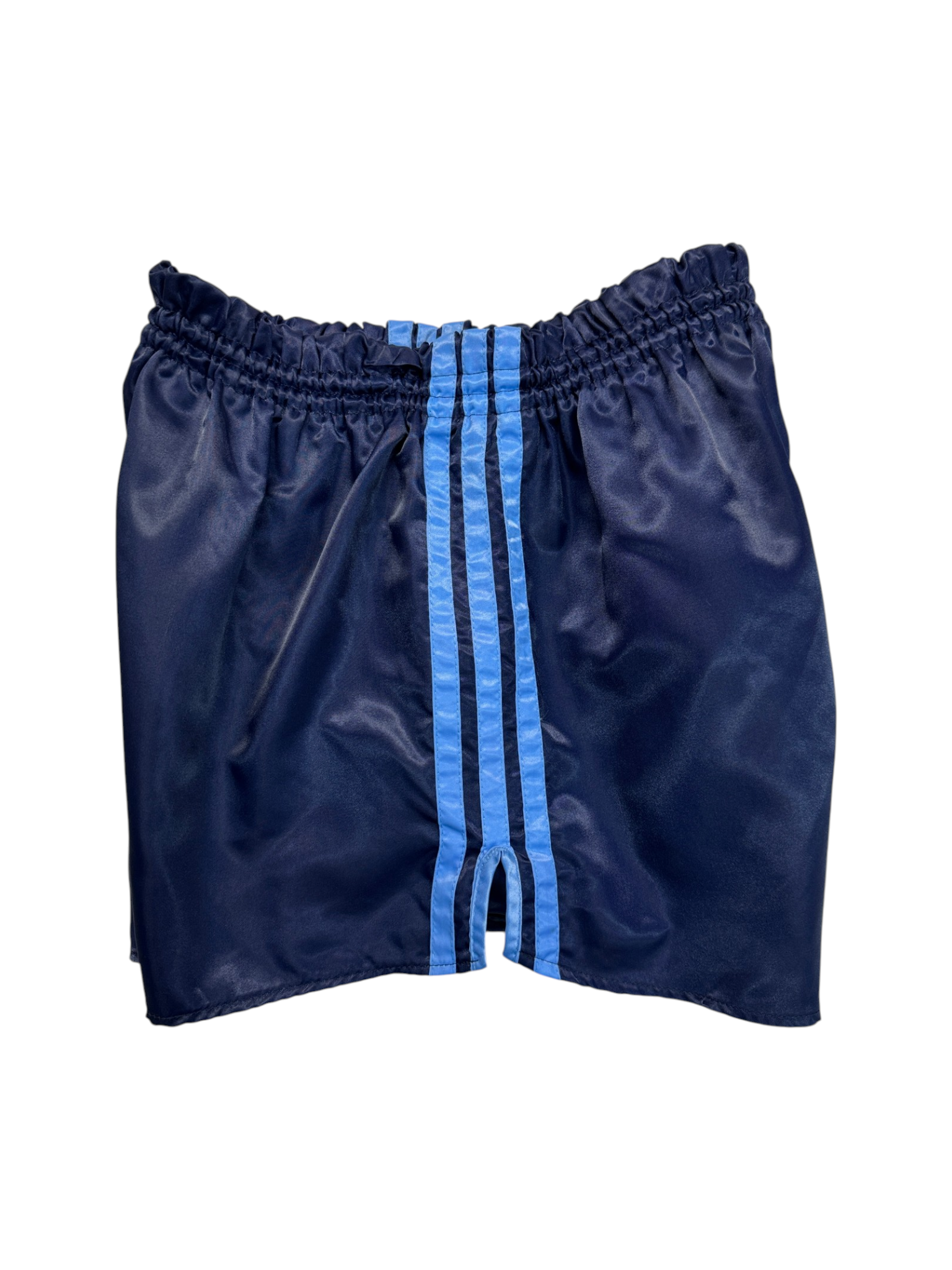 80s Adidas Shorts Nylon Glanz Sprinter Made In West Germany Dunkelblau - RareRags