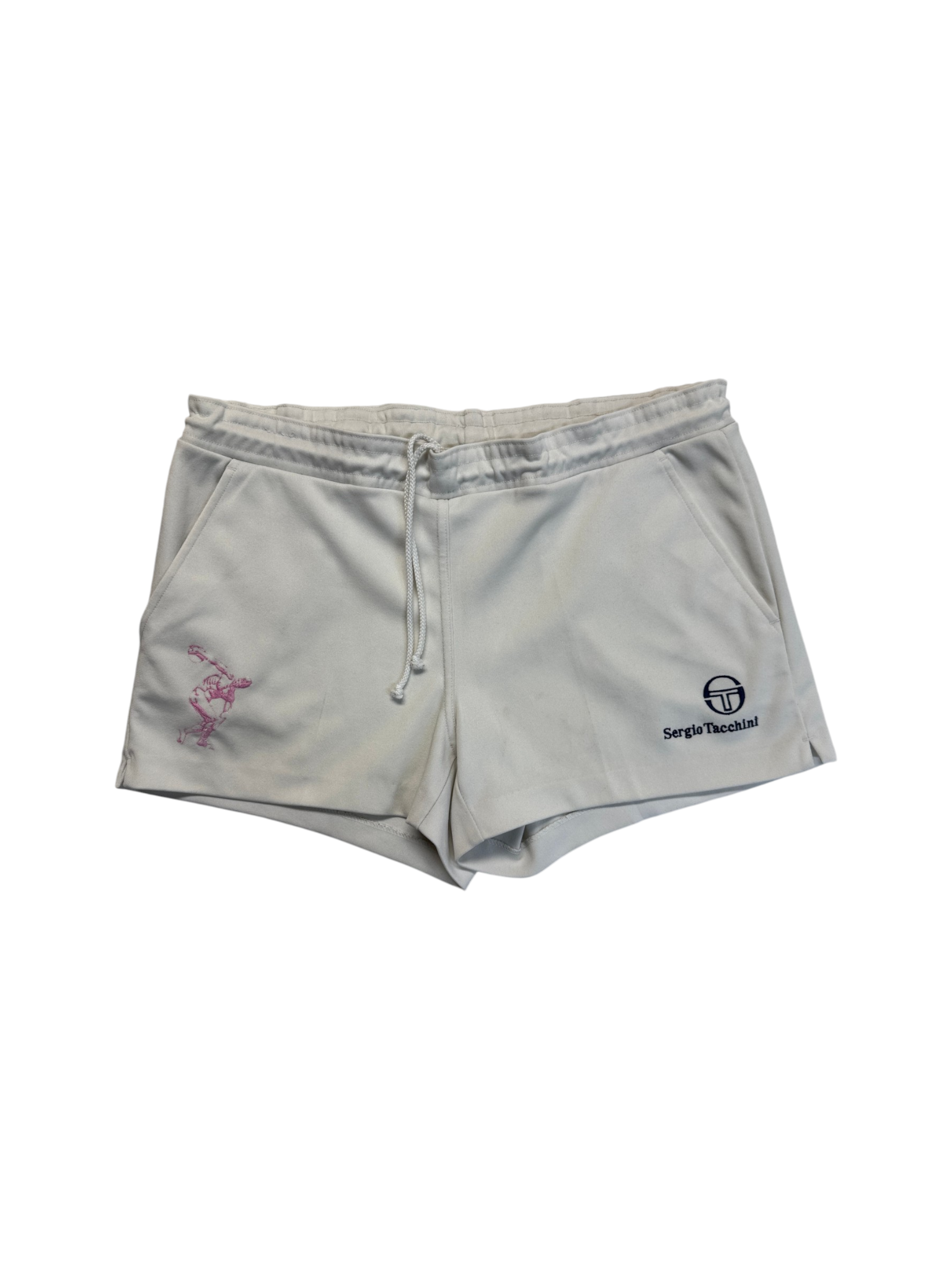 90s Sergio Tacchini Tennis Shorts Diskuswerfer Weiß - RareRags