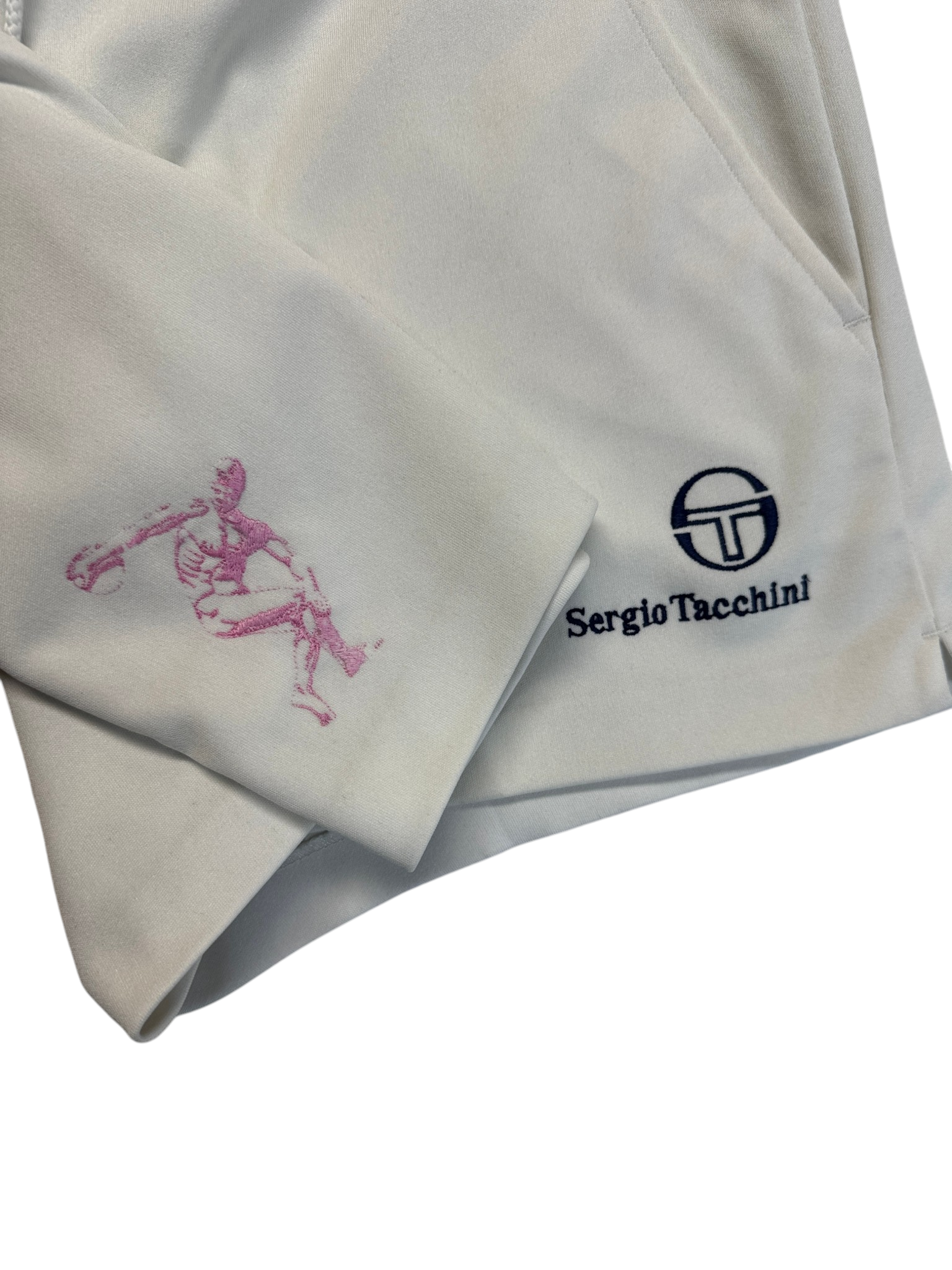 90s Sergio Tacchini Tennis Shorts Diskuswerfer Weiß - RareRags