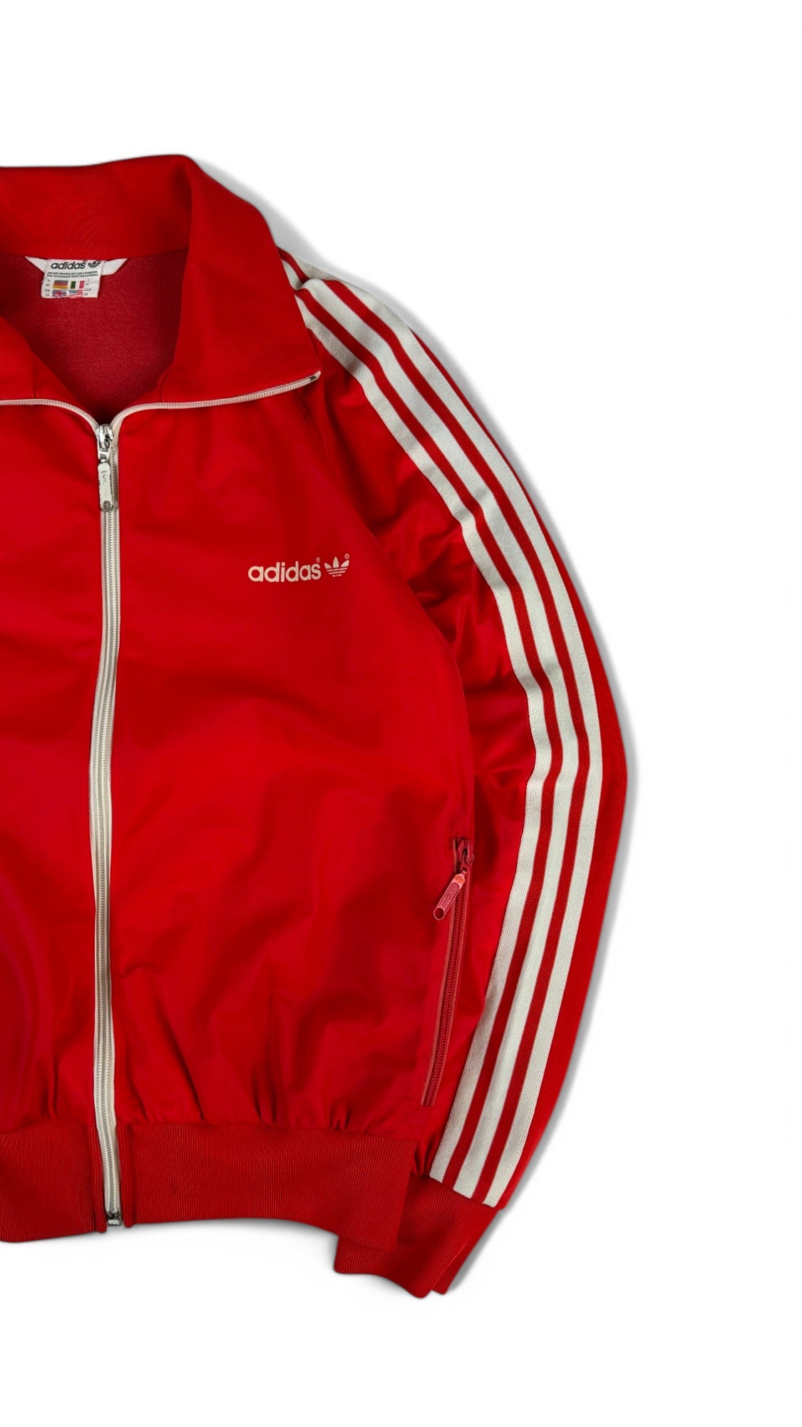 Vintage Adidas Sportjacke Early 80s Beckenbauer Damen Rot Weiß D40 M
