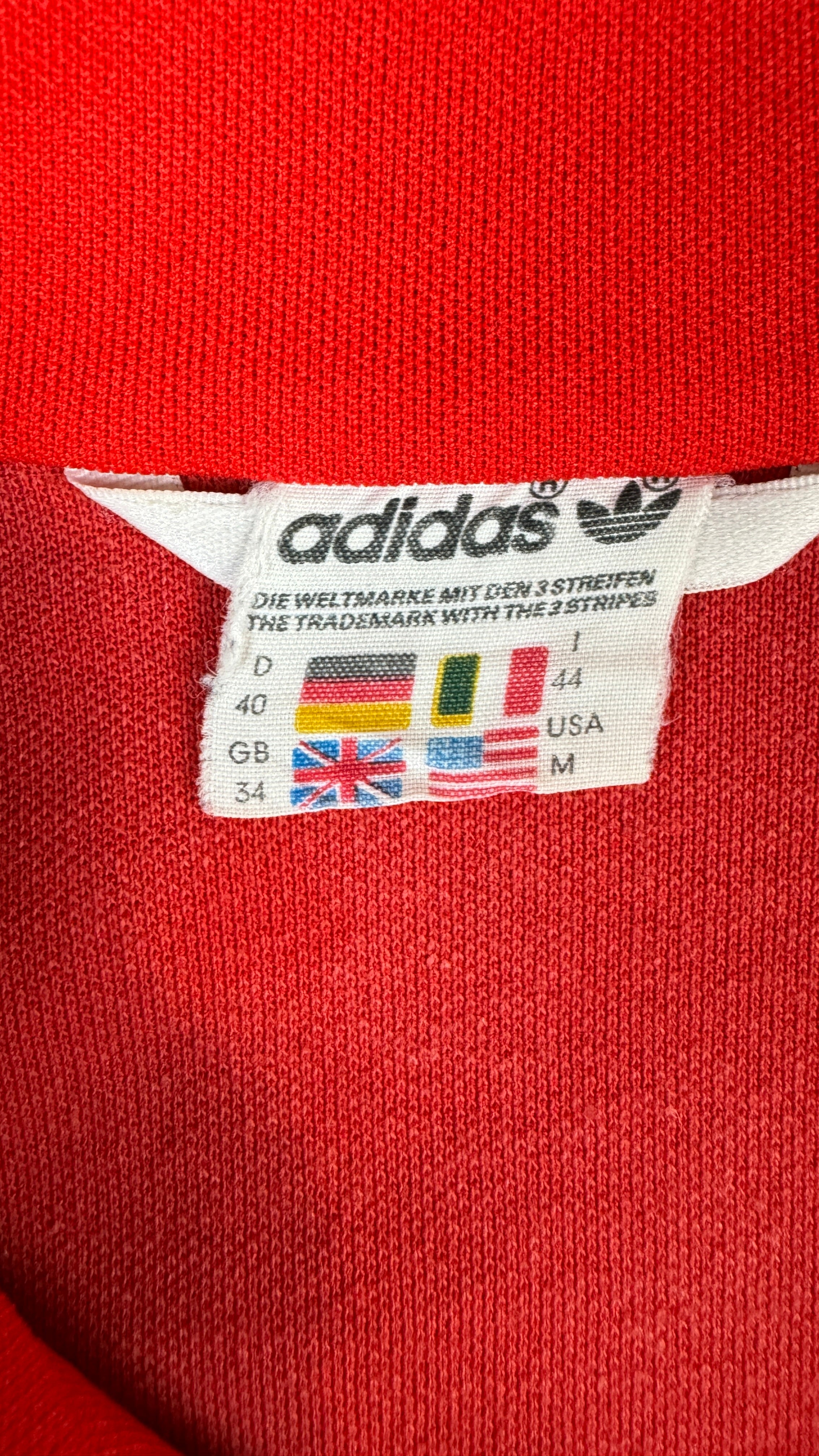 Vintage Adidas Sportjacke Early 80s Beckenbauer Damen Rot Weiß D40 M