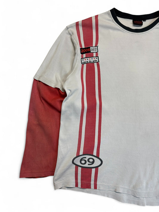 2006 Michael Schuhmacher Longsleeve "Race to win" Trashed Weiß Rot XL
