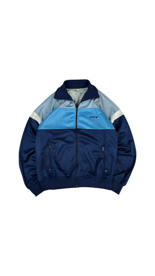 Vintage Adidas Sportjacke 80s Basic Blau Grau M-L