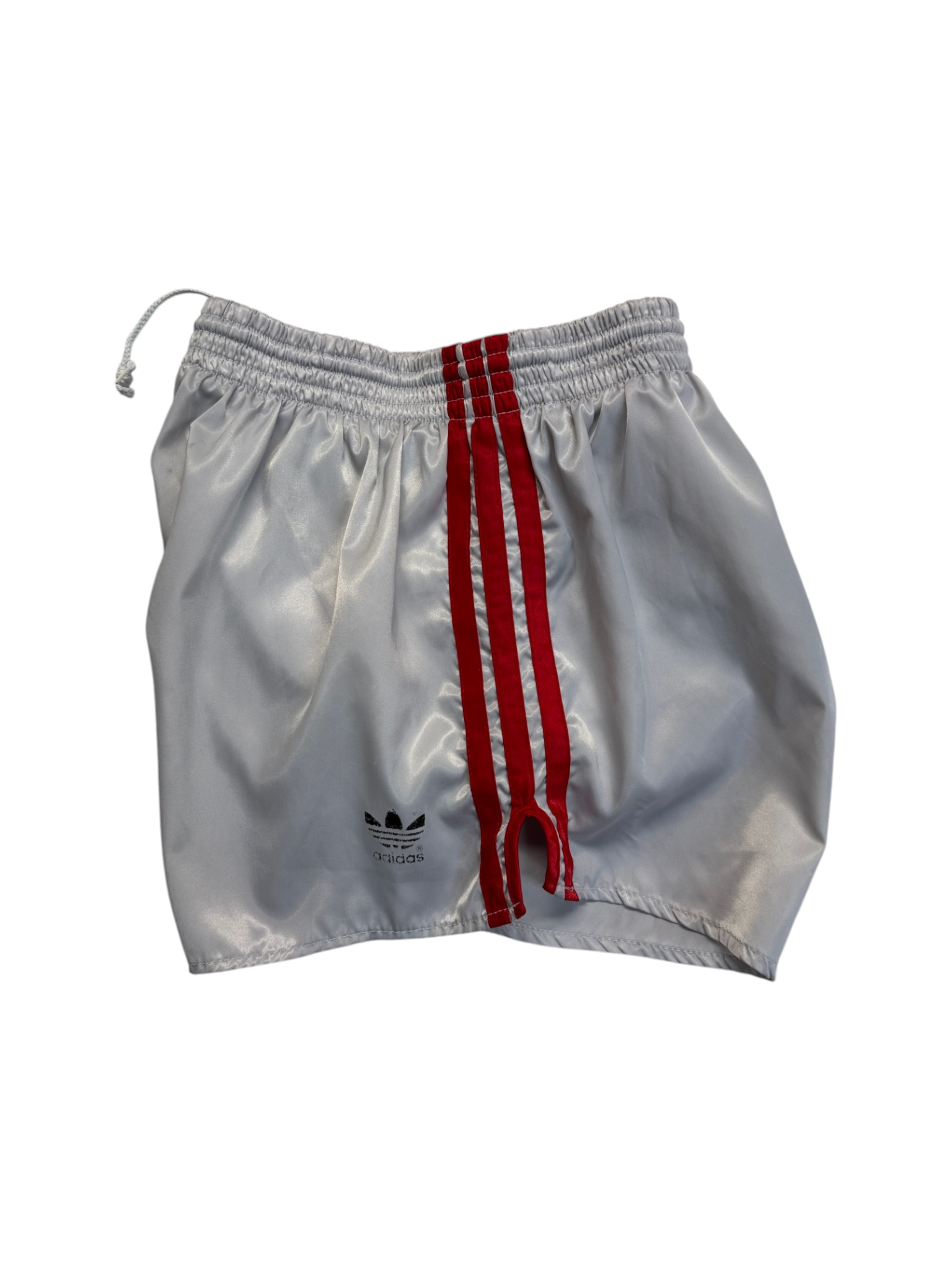 80s Adidas Shorts Nylon Glanz Sprinter Grau/Silber - RareRags