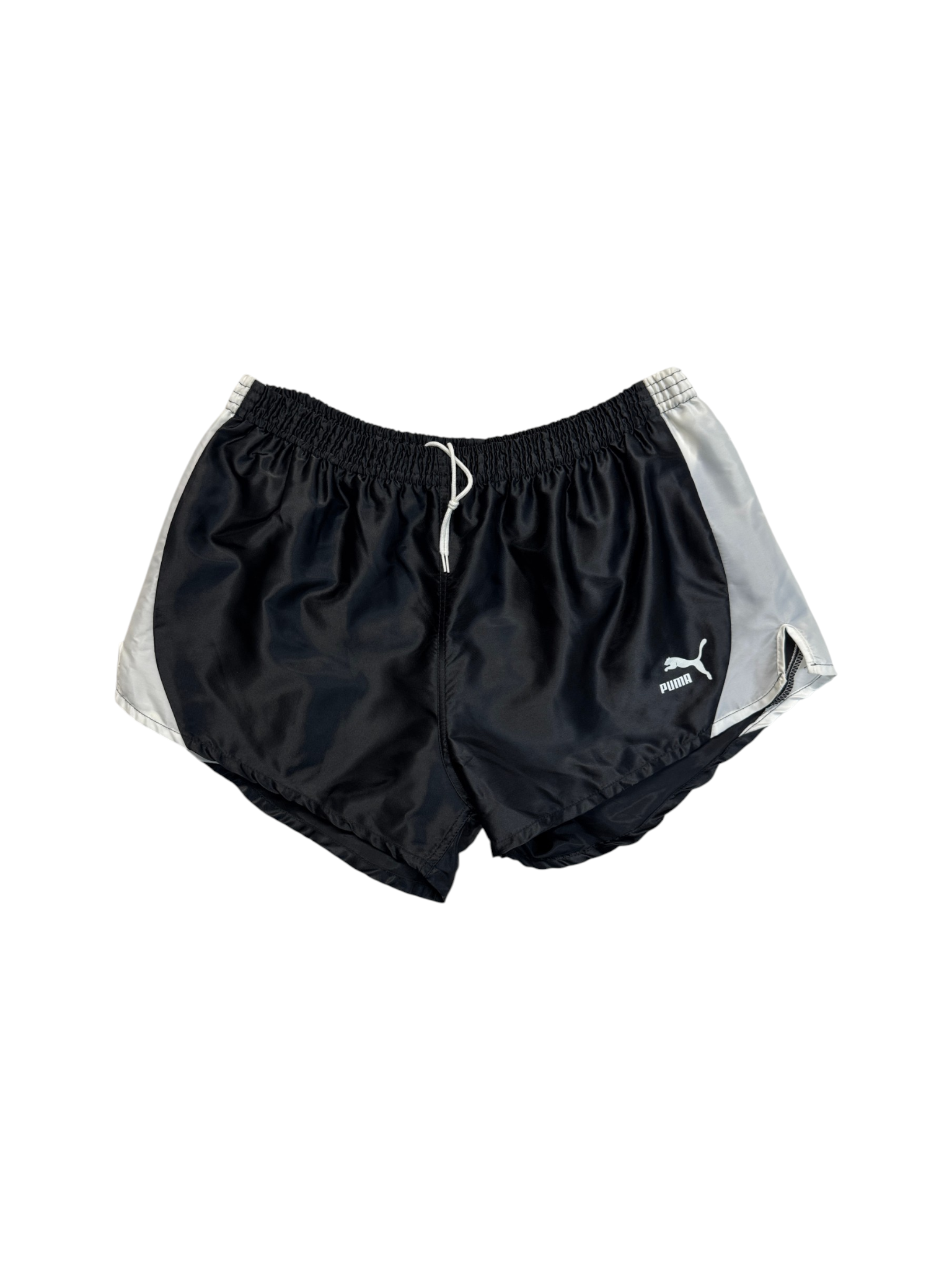 90s Puma Shorts Nylon Glanz Sprinter Schwarz - RareRags