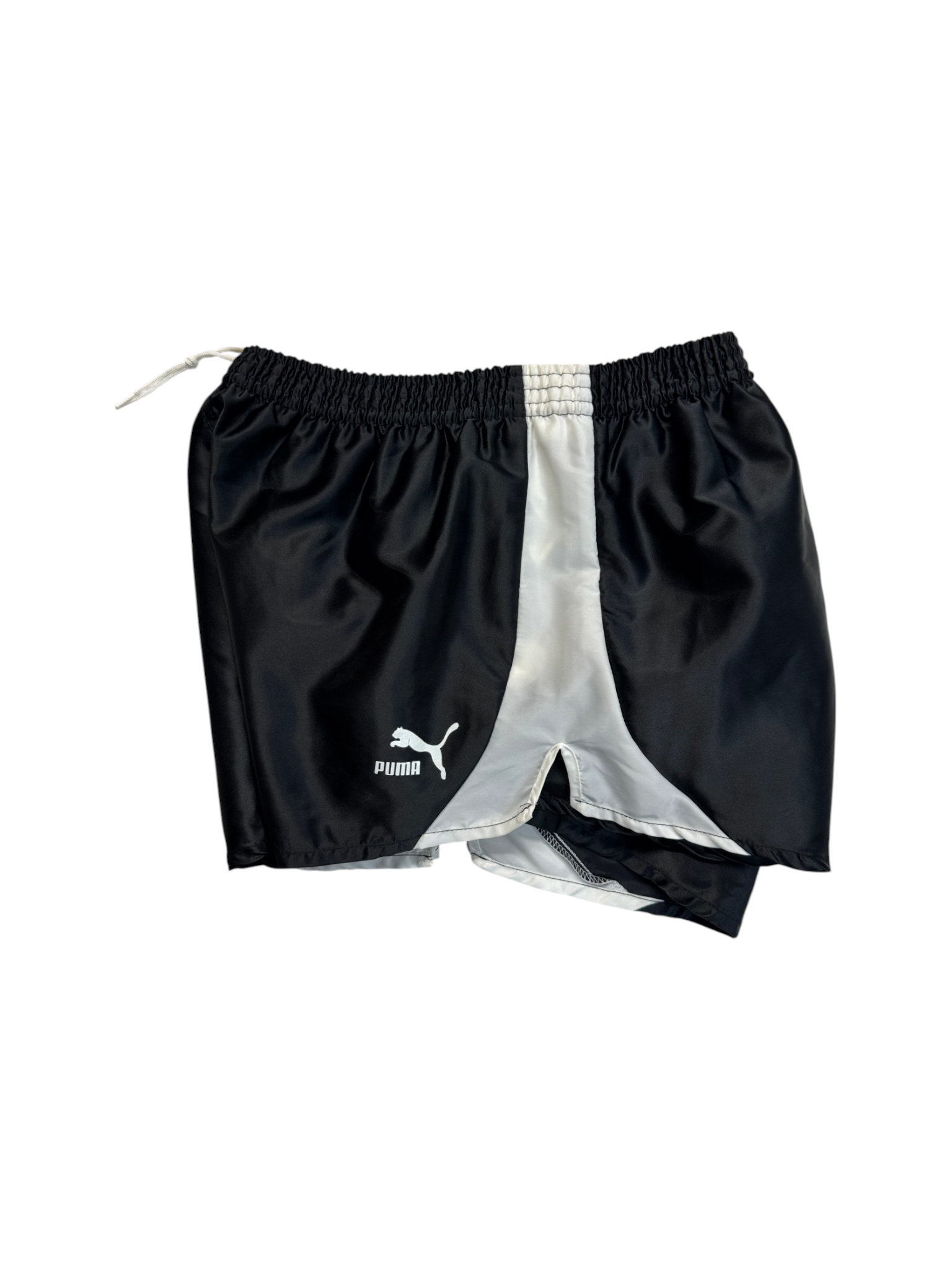 90s Puma Shorts Nylon Glanz Sprinter Schwarz - RareRags