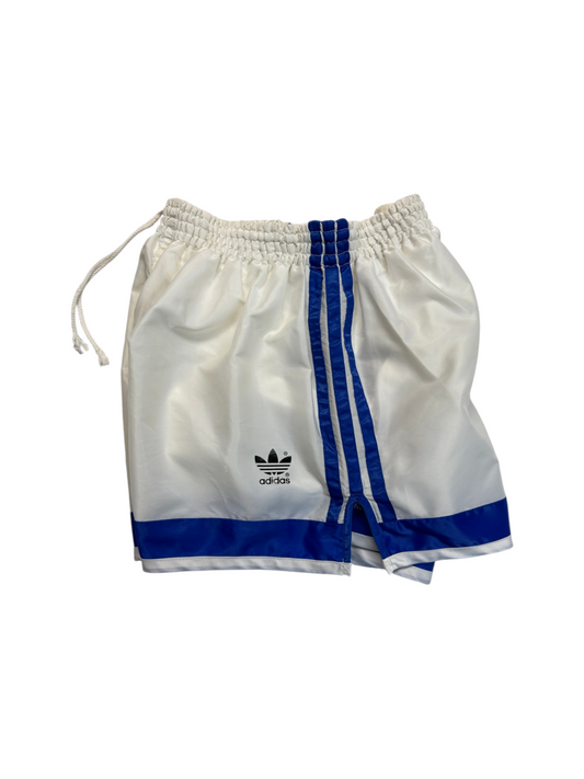 80s Adidas Shorts Nylon Glanz Sprinter Deadstock Weiß Blau
