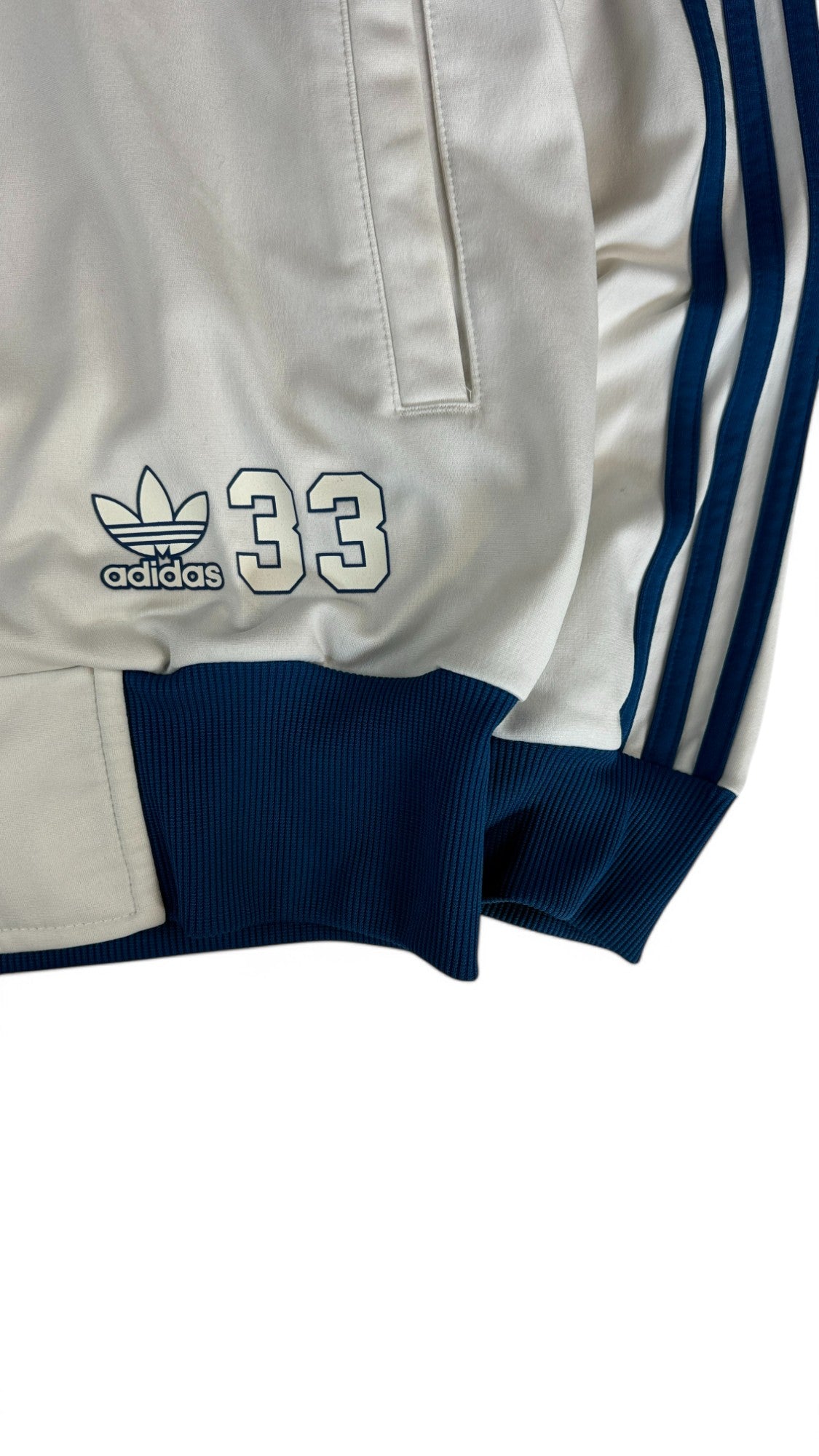 Adidas Sportjacke 2004 Retro Abdul-Jabbar "Skyhook" Basketball Weiß Blau L-XL