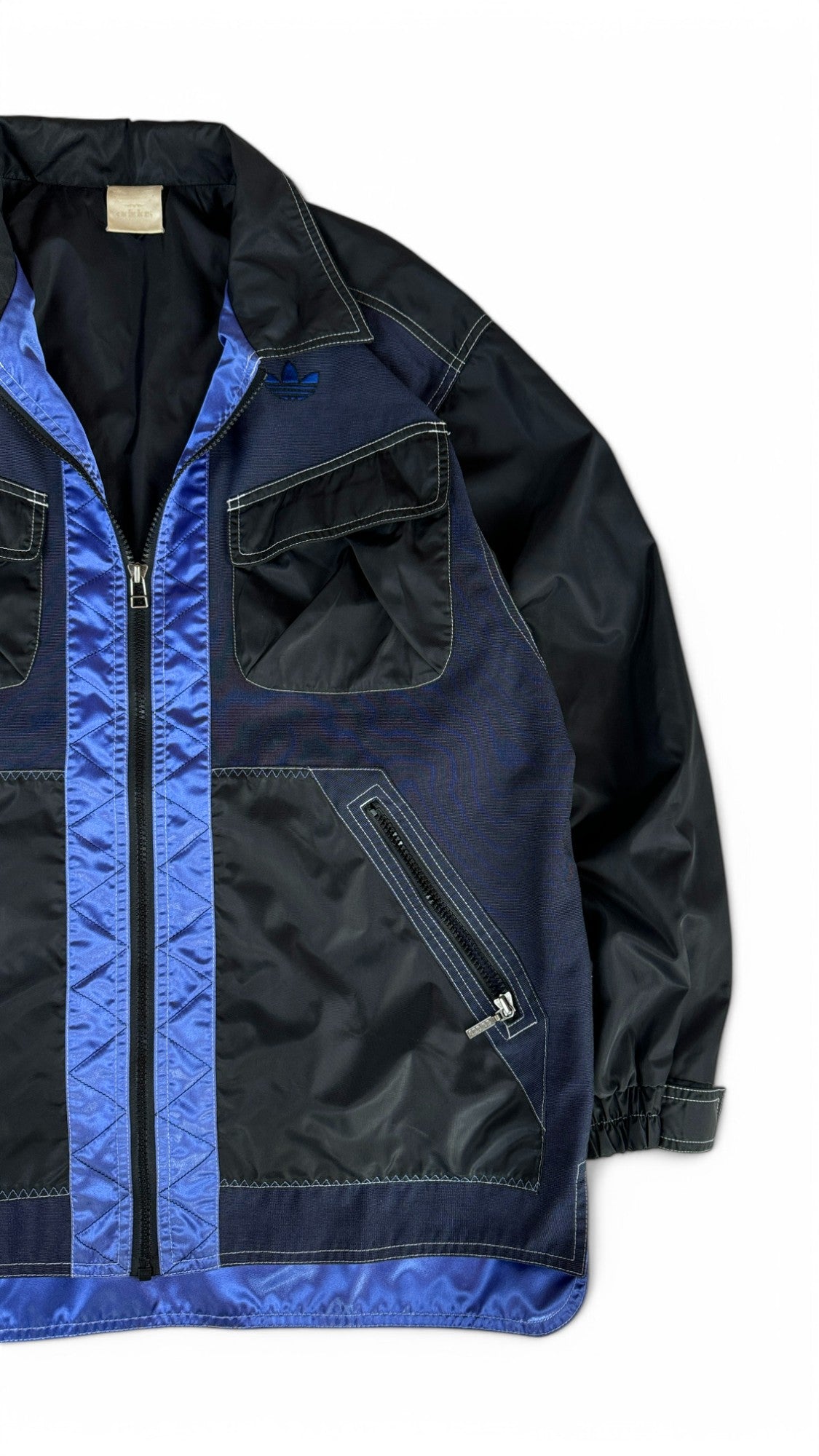 Vintage Adidas Jacke 90s By Descente Glänzend/Shiny Schwarz Blau M