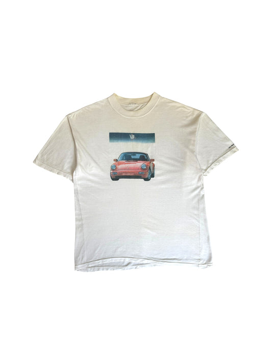 90s Tom Tailor Shirt Carrera VIP Rental Single Stitch Weiß L-XL