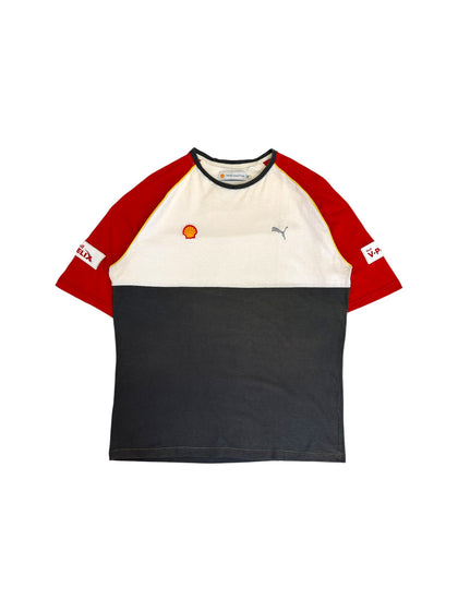 00s Puma Racing Shirt Ferrari Shell V-Power Rot Weiß XL