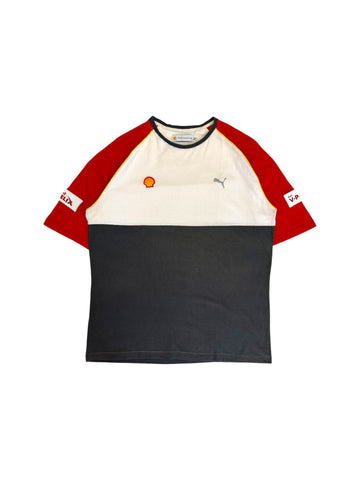 00s Puma Racing Shirt Ferrari Shell V-Power Rot Weiß XL
