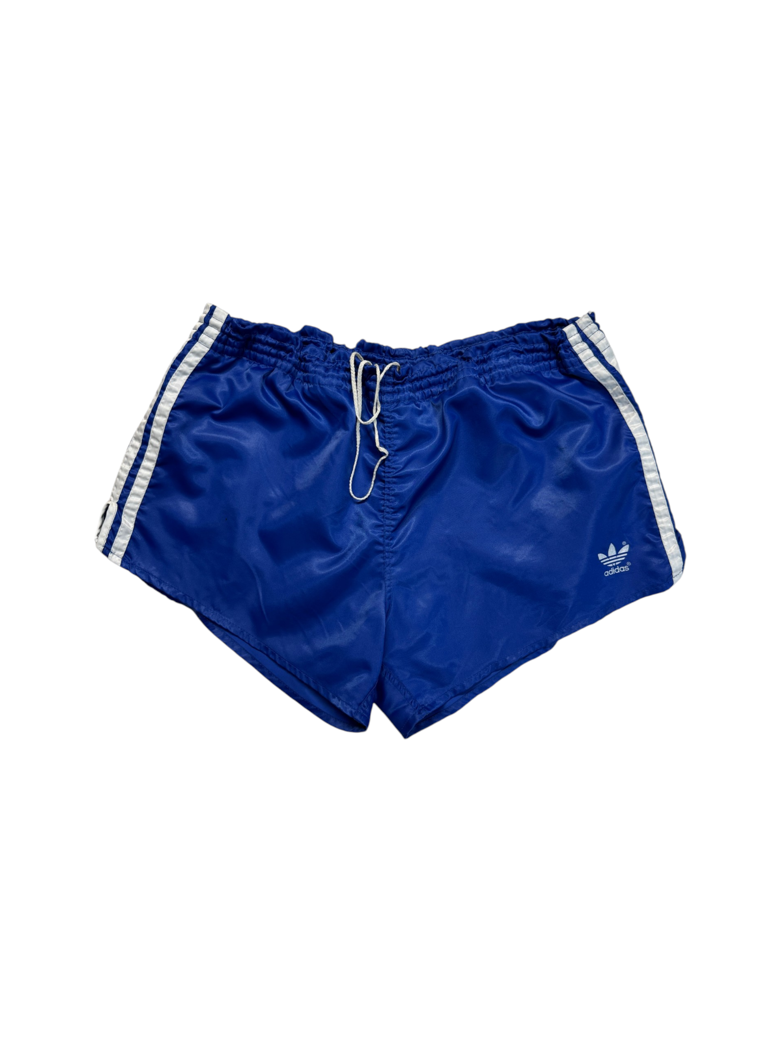80s Adidas Shorts Nylon Glanz Sprinter Made In West Germany Blau - RareRags