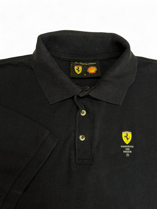 90s Ferrari Racing Polo Shell Schwarz XL