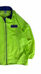 Vintage Adidas Windbreaker 80s Nylon Kapuze im Kragen Grün Lila D9 XL-XXL