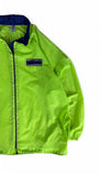 Vintage Adidas Windbreaker 80s Nylon Kapuze im Kragen Grün Lila D9 XL-XXL