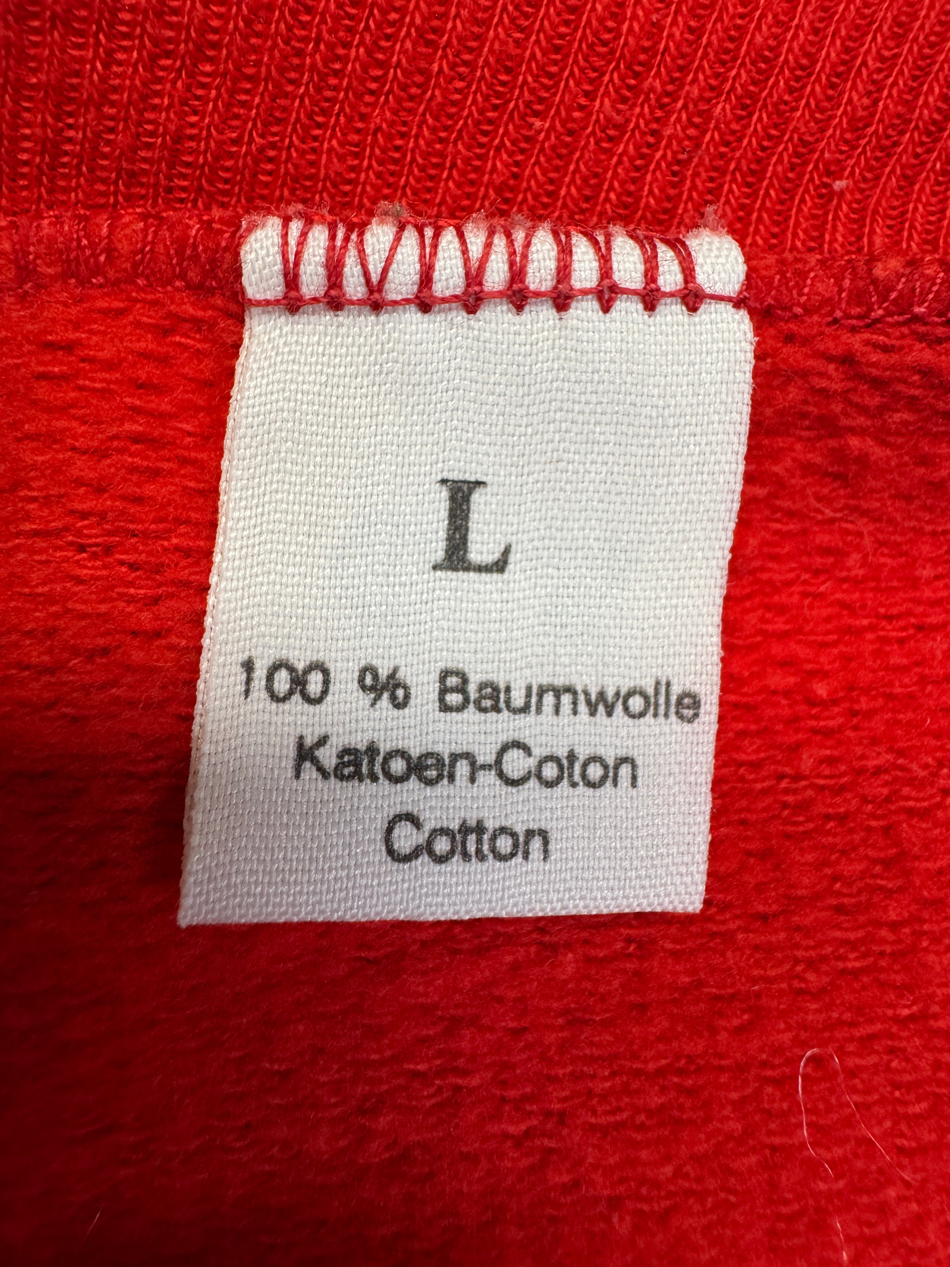 90s Sweater "Hubraum statt Spoiler - Ketten Inst" Rot L