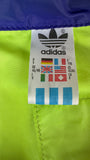 Vintage Adidas Windbreaker 80s Nylon Kapuze im Kragen Grün Lila D9 XL-XXL