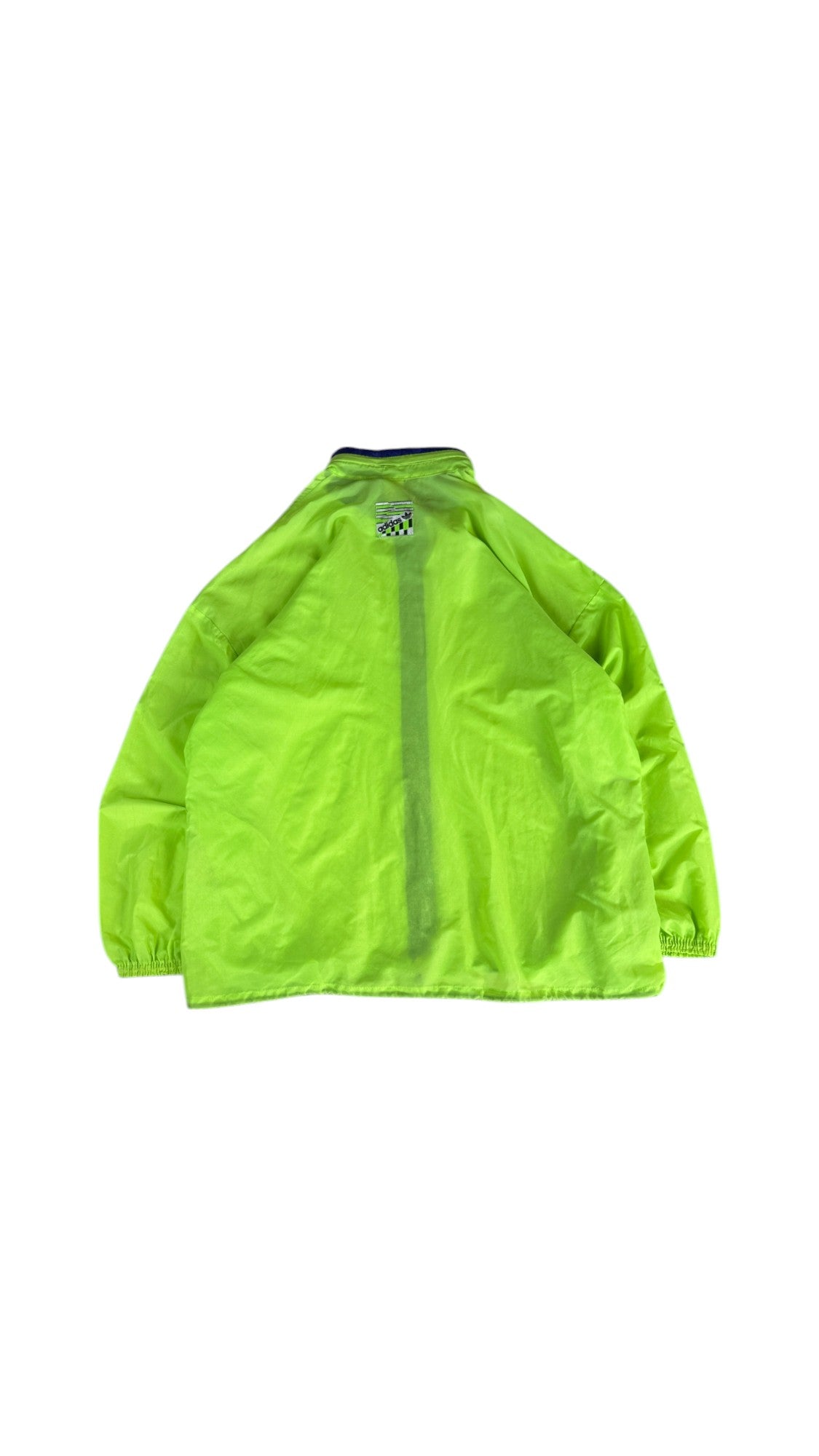 Vintage Adidas Windbreaker 80s Nylon Kapuze im Kragen Grün Lila D9 XL-XXL