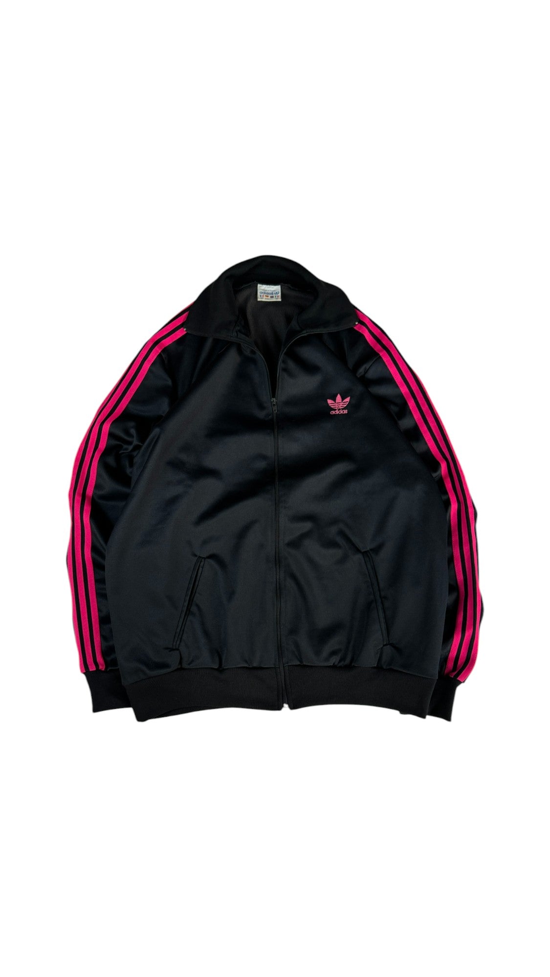 Vintage Adidas Sportjacke 80s Made In France By Ventex Schwarz Rosa 54 L-XL