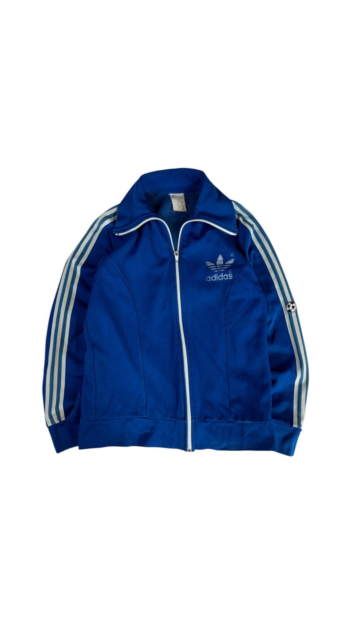 Vintage Adidas Sportjacke Early 80s "TSV Bordenau" Fußball Patch Made In Hong Kong Blau Weiß D164 XXS