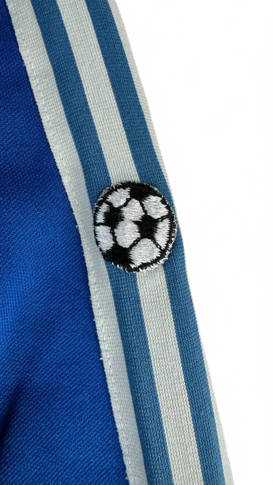 Vintage Adidas Sportjacke Early 80s "TSV Bordenau" Fußball Patch Made In Hong Kong Blau Weiß D164 XXS