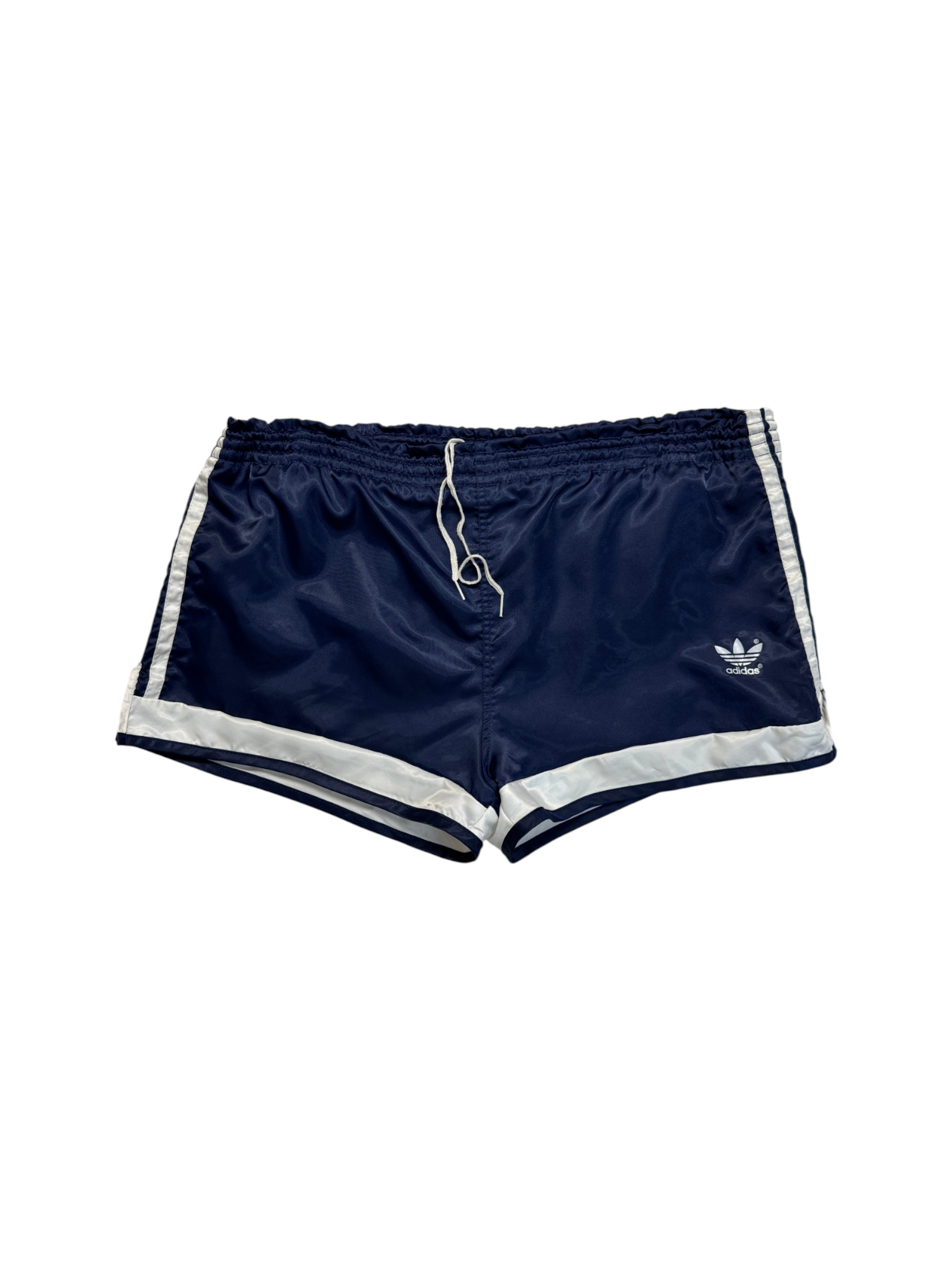 80s Adidas Short Nylon Glanz Sprinter Made In West Germany Dunkelblau - RareRags