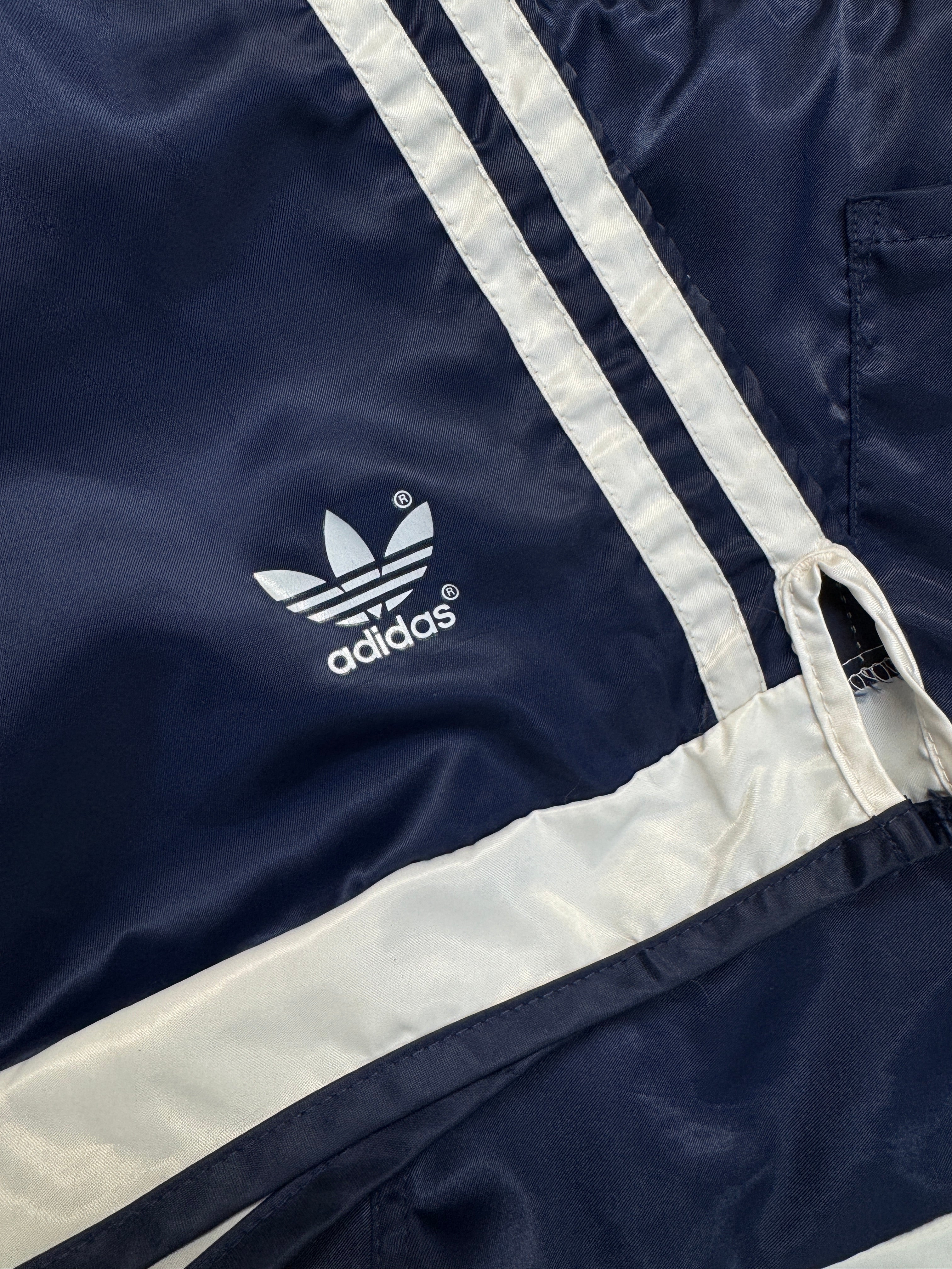 80s Adidas Short Nylon Glanz Sprinter Made In West Germany Dunkelblau - RareRags