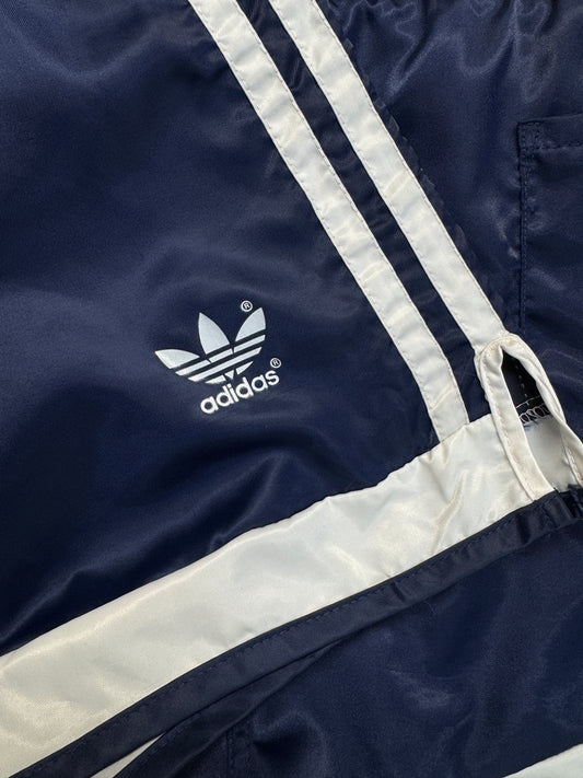 80s Adidas Short Nylon Glanz Sprinter Made In West Germany Dunkelblau - RareRags