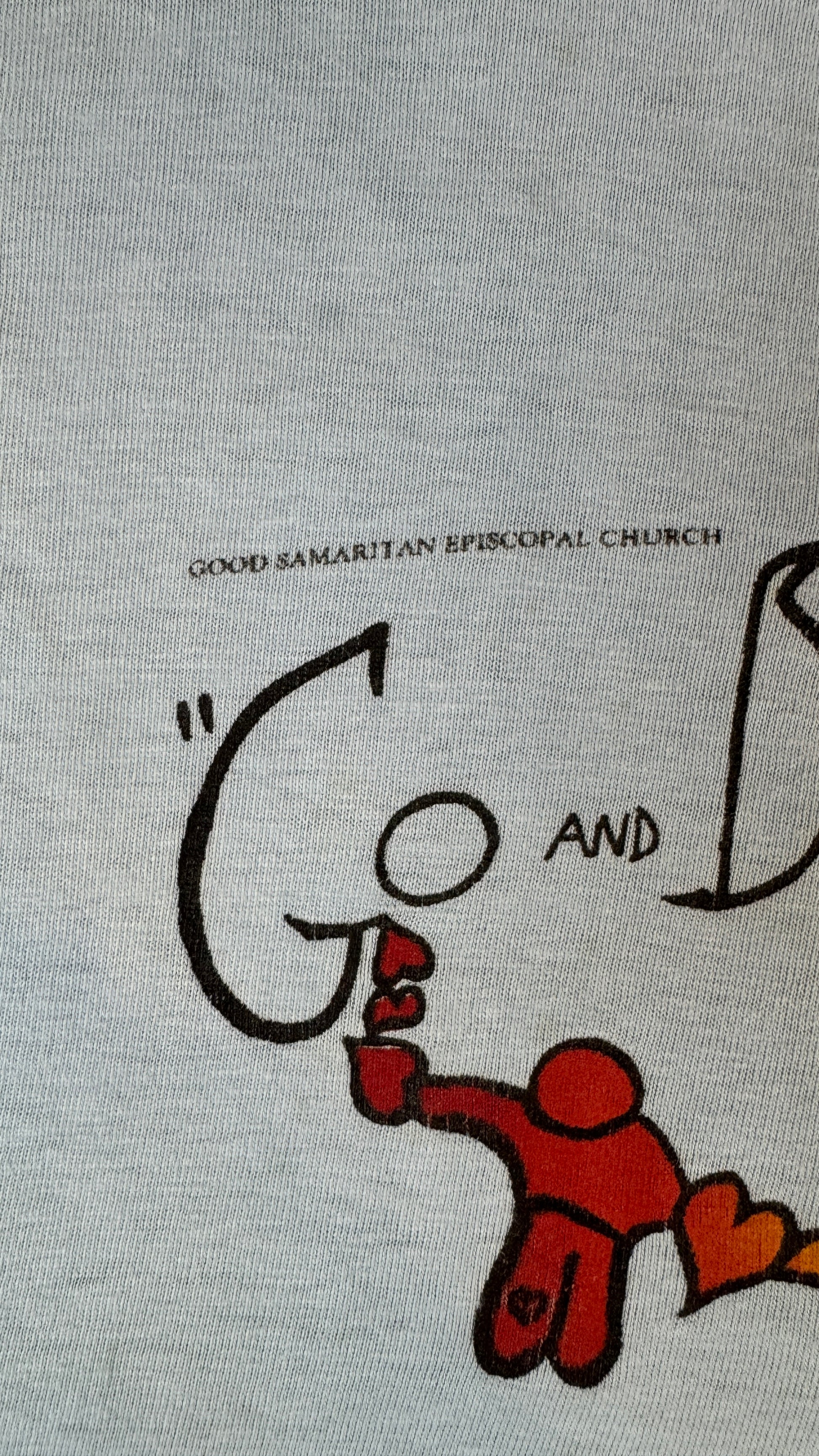 Vintage Hanes Shirt 1982 Good Samaritan Episcopal Church "go and do it likewise" Made In USA Single Stitch Blau L - RareRags