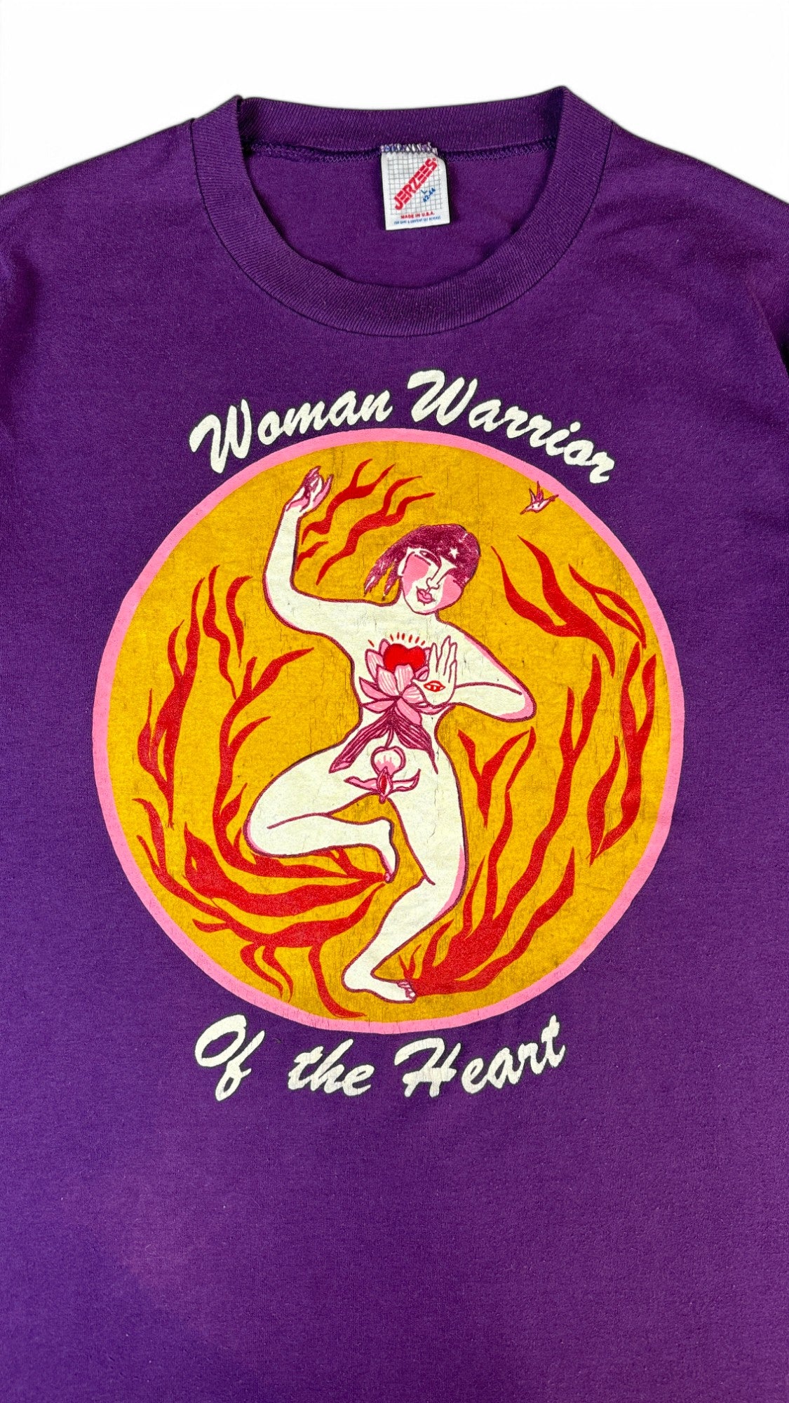 Vintage Jerzees Shirt 90s "Woman Warrior of the Heart" Made In USA, Single Stitch Sleeve Lila L