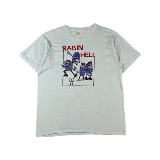 Vintage Screen Stars Shirt 80s California Raisins "Raisin Hell" Single Stitch Made In USA Weiß L-XL