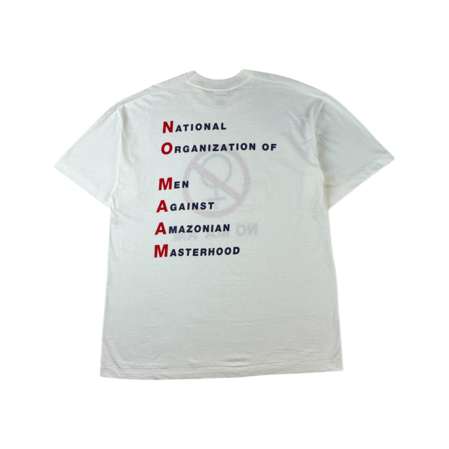 Vintage Screen Stars Shirt 90s "NO MA'AM- National Organization of Men Against Amazonian Masterhood" Single Stitch Weiß XL - RareRags