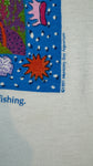 Vintage Hanes Shirt 1991 Monterey Bay Aquarium "Sharks have outlasted dinosaurs..." Single Stitch Made In USA Weiß M-L