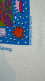 Vintage Hanes Shirt 1991 Monterey Bay Aquarium "Sharks have outlasted dinosaurs..." Single Stitch Made In USA Weiß M-L