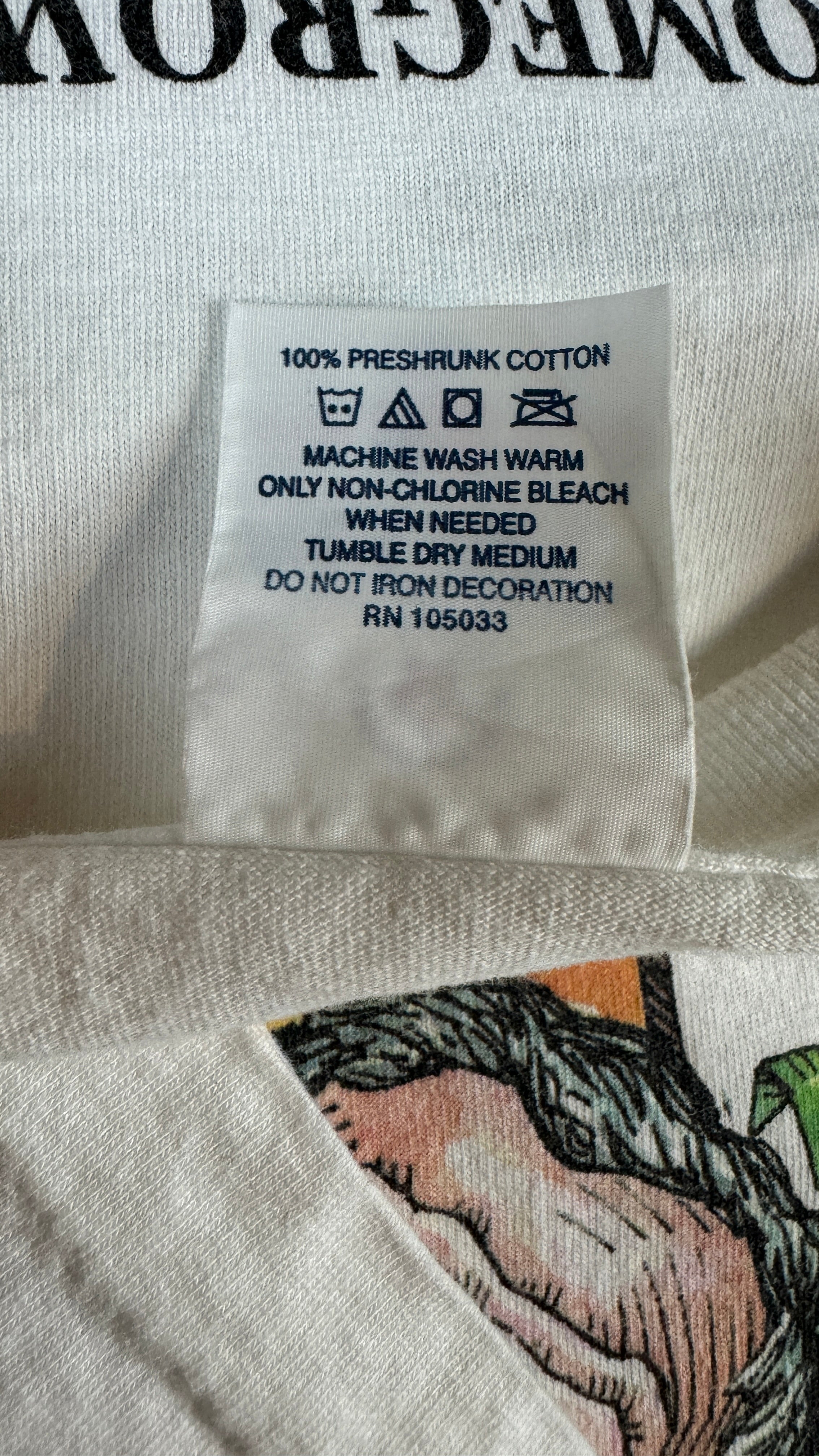 Vintage Alore Shirt 2001 politische Satire George W. Bush "Texas Homegrown Dope-Bushleague" Single Stitch Made In USA Weiß XL