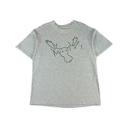 Vintage Hanes Shirt 90s "Moose's" Elch Sketch Single Stitch Made In USA Grau XL - RareRags