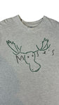 Vintage Hanes Shirt 90s "Moose's" Elch Sketch Single Stitch Made In USA Grau XL