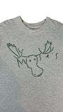 Vintage Hanes Shirt 90s "Moose's" Elch Sketch Single Stitch Made In USA Grau XL