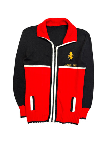 Rare! 70s Ferrari GTR Pullover Riri Zip Schwarz Rot S-M