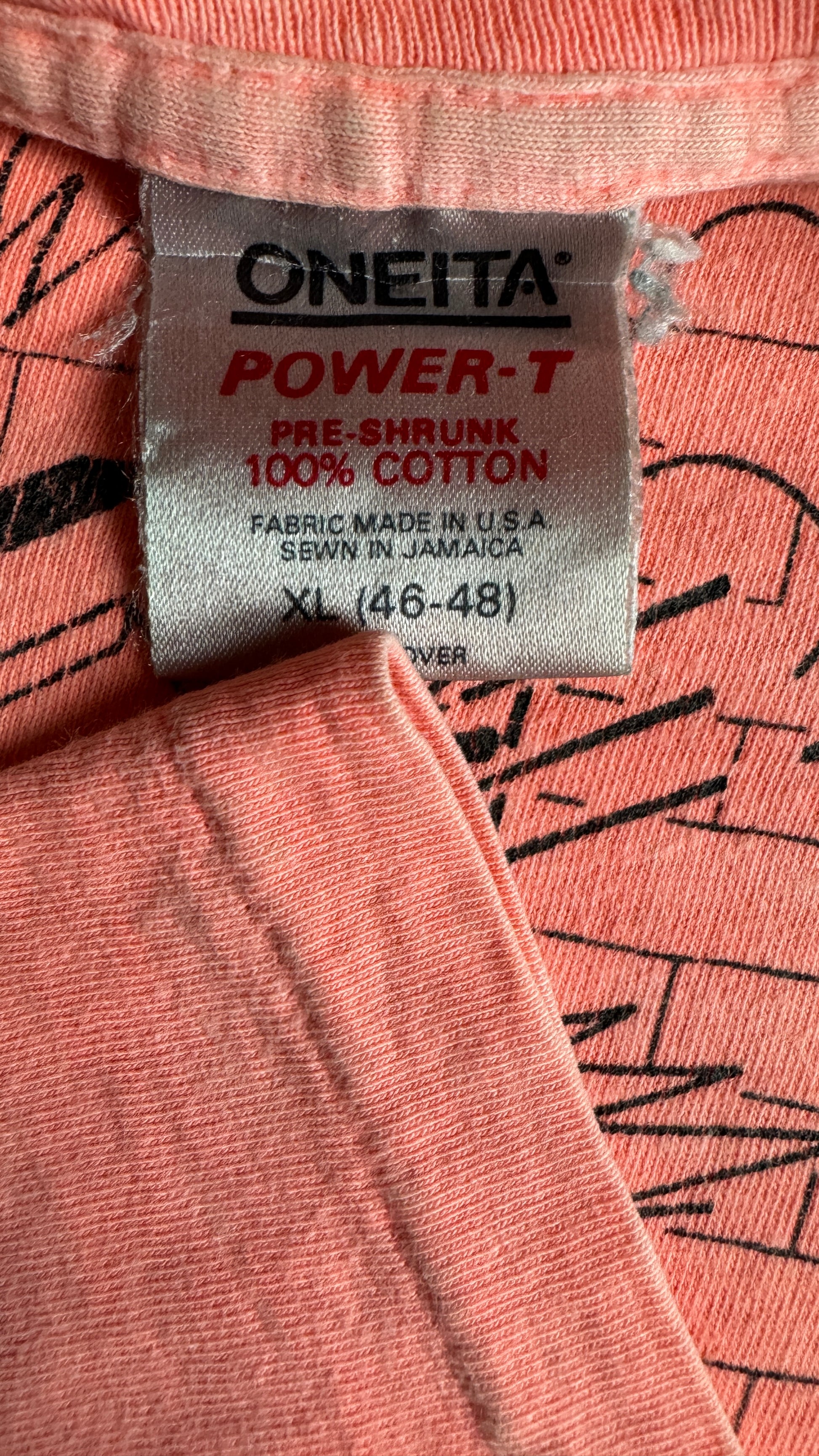 Vintage Oneita Shirt 1990 "Bonner Blowout 1990" Single Stitch Made In USA Hellrot XL - RareRags