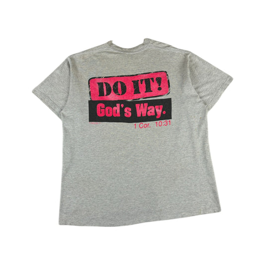 Vintage Witness Wear Shirt 1992 "Do it! God's Way" Single Stitch Grau L-XL