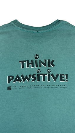 Vintage Shirt 90s "think pawsitive!..." Grün L-XL
