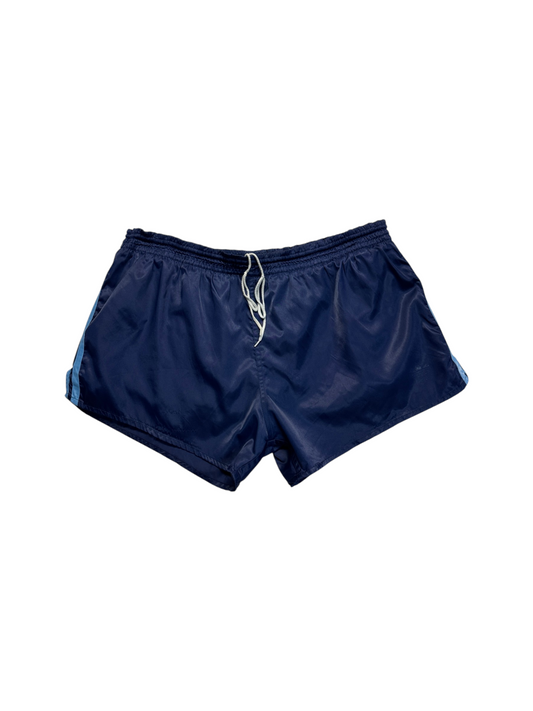 80s Adidas Shorts Nylon Glanz Sprinter Dunkelblau - RareRags