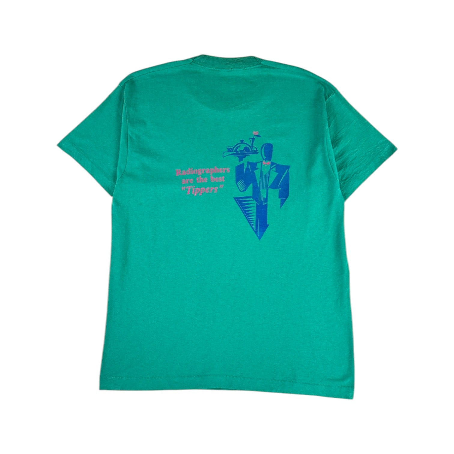 Vintage Shirt 90s "radiographers are the best 'Tippers'" Single Stitch Grün M-L - RareRags