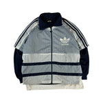 Vintage Adidas Sportjacke 90s Mesh-Overlay Basketball Oversized Hip Hop Navy Weiß (D5) M
