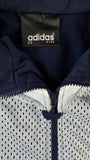 Vintage Adidas Sportjacke 90s Mesh-Overlay Basketball Oversized Hip Hop Navy Weiß (D5) M
