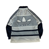 Vintage Adidas Sportjacke 90s Mesh-Overlay Basketball Oversized Hip Hop Navy Weiß (D5) M